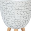 LuxenHome White Cube Design 14.6" Round MgO Planter with Wood Legs - 4 of 4