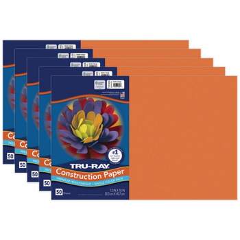 Tru-Ray Construction Paper, Electric Orange, 12" x 18", 50 Sheets Per Pack, 5 Packs