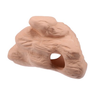 Unique Bargains Ceramic Aquarium Hideaway Rock Cave Fish Tank Decoration Light Brown 4.57"x3.9"x2.99"