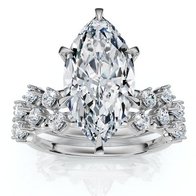 Pompeii3 Certified 3 1/2Ct Marquise Diamond Bridal Set 14k Gold or Platinum Lab Created
