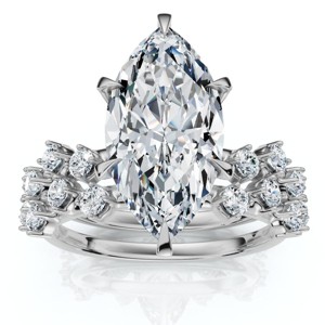 Pompeii3 Certified 3 1/2Ct Marquise Diamond Bridal Set 14k Gold or Platinum Lab Created - 1 of 4