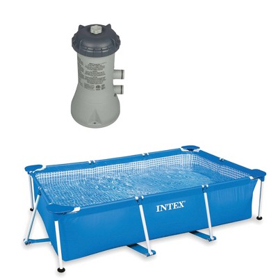 Frame Above Ground Baby Splash Swimming Pool Bundled w/ Intex Filter Pump