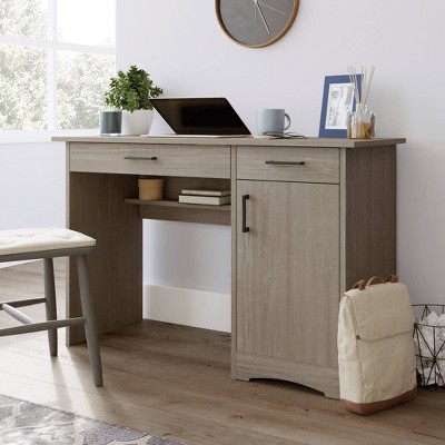 Silver Sycamore Wood Office Desk with Drawer and Keyboard Tray
