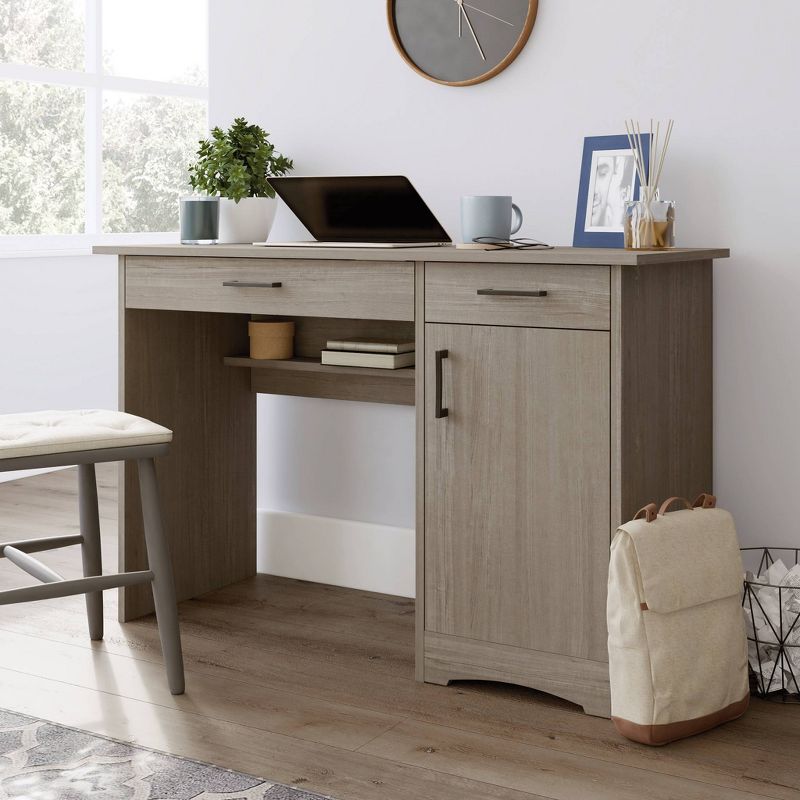 BeginningsHome Office Desk with Drawers Silver Sycamore - Sauder: Modern Industrial Style, Legal/Letter File Storage, MDF Construction, 4 of 7