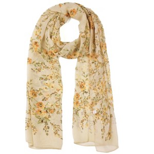 Allegra K Women's Long Chiffon Floral Scarves Lightweight Beach Sunscreen Swimwear Wrap Shawls - 1 of 4