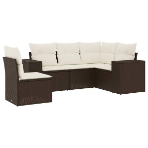 vidaXL Garden Sofa Set Brown PE rattan Large Adjustable Feet - 1 of 4