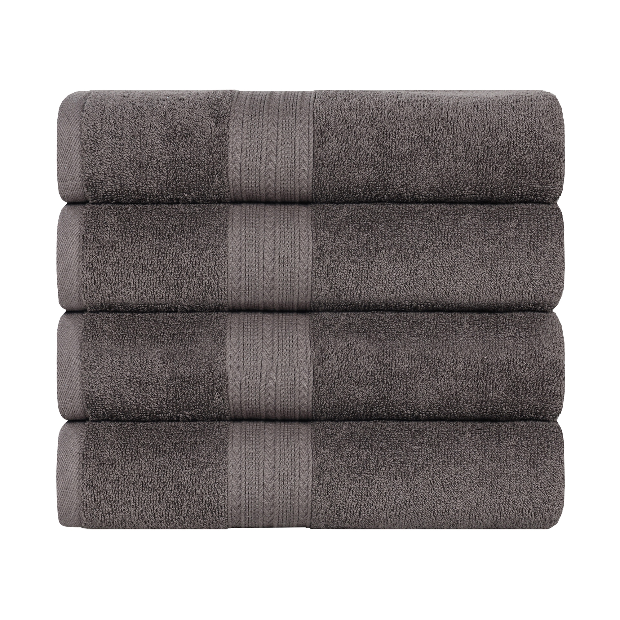 Eco-Friendly Sustainable Cotton Solid Lightweight 4-Piece Bathroom Towel Set, Graphite - Blue Nile Mills