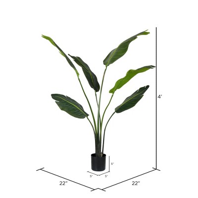 4' Green Plastic Potted Palm Floor Plant