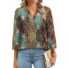 Women 3/4 Sleeve Shirts Notch V Neck Tops Casual Dressy Blouses Beach Vacation Tunic Tops - 3 of 4