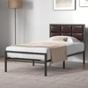 A+ Faux Leather Platform Bed Frame with Upholstered Square Stitched Headboard - 4 of 4