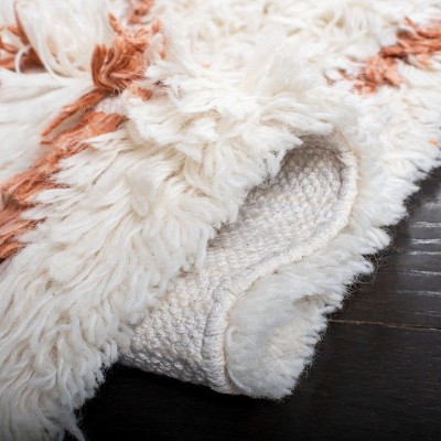 Ivory and Terracotta Hand-Knotted Wool Area Rug 6' x 9'