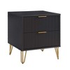 KTMBDW Modern Nightstand, Accent Bedside End Side Table with 2 Storage Drawers, and Metal Legs for Living Room or Bedroom - 3 of 4