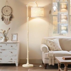 GTCLIGHTING Floor Lamp for Living Room - 69" Rustic Tall Lamp with 3 Color Temperatures- Resin Reading Standing Lamps for Bedroom Office Classroom - 1 of 4