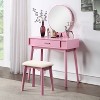 ORRD Modern Vanity Table with Stool & Mirror Set, Gold Finish Contemporary Makeup Desk - Solid Wood & MDF, Complete Dressing Table - 2 of 4