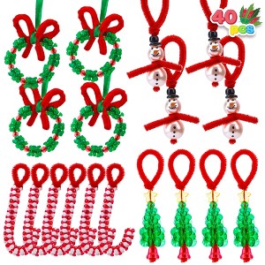 Joyfy Christmas Decorations Indoor, DIY Beaded Ornament Craft, Make 40+ Hanging Ornaments (Snowman, Tree, Candy Canes, Wreaths), Xmas Party Gift - 1 of 4