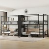 KWPZQEB Quadruple Metal Bunk Bed, Quadruple Metal Bunk Bed with Built-in Storage Shelves, Wardrobe & Noise-reduced Design, Black - 3 of 4