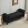 Elegant Upholstered Bench,Fabric Boucle,Daybed, Ottoman Bench With Wood Legs And 2 Bolster Pillows,Indoor Bench For Bedroom-Cuddlewood - image 3 of 4