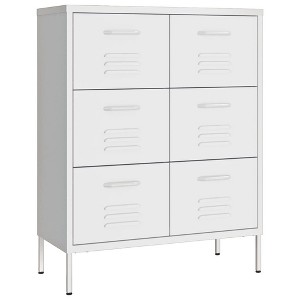 vidaXL Drawer Cabinet Freestanding Storage File Cabinet for Home Office Steel - White - 1 of 4