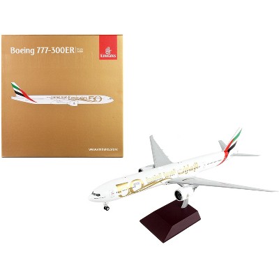 Boeing 777-300ER Commercial Aircraft White with Striped Tail "Gemini 200" Series 1/200 Diecast Model Airplane by GeminiJets