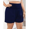Women Plus Size Comfy Shorts Elastic High Waist Casual Summer Pleated Lounge RayonShorts - 3 of 4