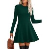 Ribbed Knit Sweater Dress for Women, Long Sleeve Crew Neck Fit and Flare A-Line Dress for Fall and Winter, Casual Office Wear Green - 2 of 4