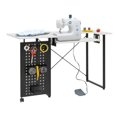 Graphite Black Pivot Sewing Table with Swingout Storage Panel