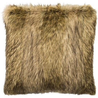 Golden Noir 20" Brown and Champagne Faux Fur Pillow