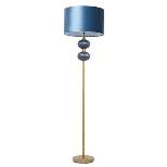 Fabric Floor Lamp with Drum Shade Blue - Olivia & May