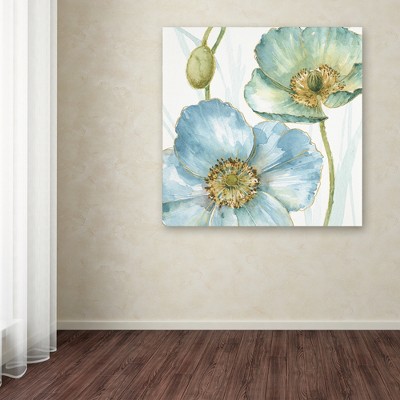 Lisa Audit Blue and Green Floral Canvas Art, 24'' x 24''