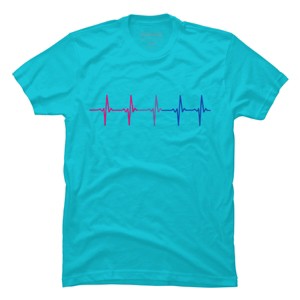 Adult Design By Humans Bisexual Pride Rainbow Heartbeat By Thingsandthings T-Shirt - 1 of 2