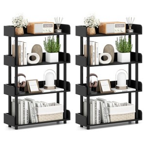 Costway 1/2 PCS 4-Tier Bookshelf with Anti-Tipping Kit Industrial Storage Unit for Living Room Rustic Brown/Black - 1 of 4