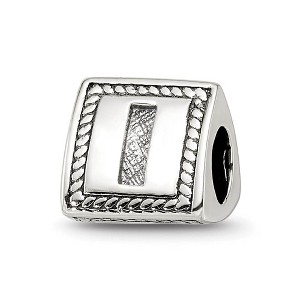 Black Bow Jewelry Triangle Block, Letter I Sterling Silver Bead Charm - 1 of 4