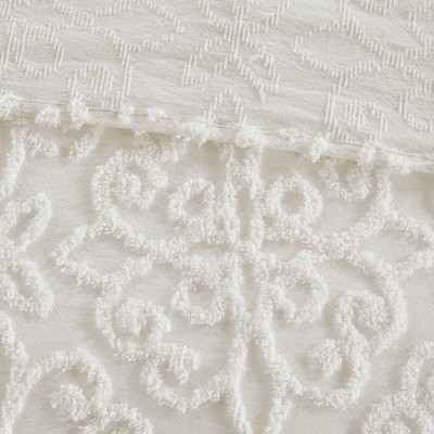 Amber Full-Size White Cotton Chenille Bedspread Set