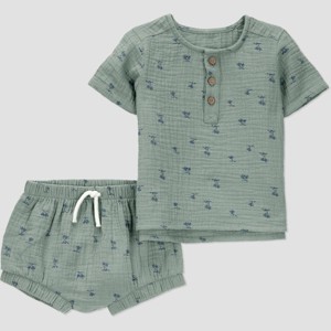 Carter's Just One You®️ Baby Boys' Gauze Scenic Top & Bottom Set - Green - 1 of 3