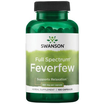 Swanson Herbal Supplements Full Spectrum Feverfew 380 mg 100 Caps.