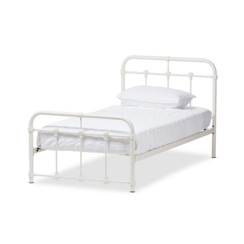 Mandy Vintage Industrial Finished Metal, Bed Frame Twin White