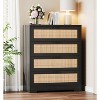 Whizmax 4 Drawer Dresser for Bedroom, Rattan Chest of Dressers, Modern Wood Tall Dresser with Power Outlets for Living Room,Closet Hallway, Entryway - 2 of 4