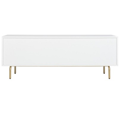 Genevieve 54" White and Walnut TV Stand with Gold Legs
