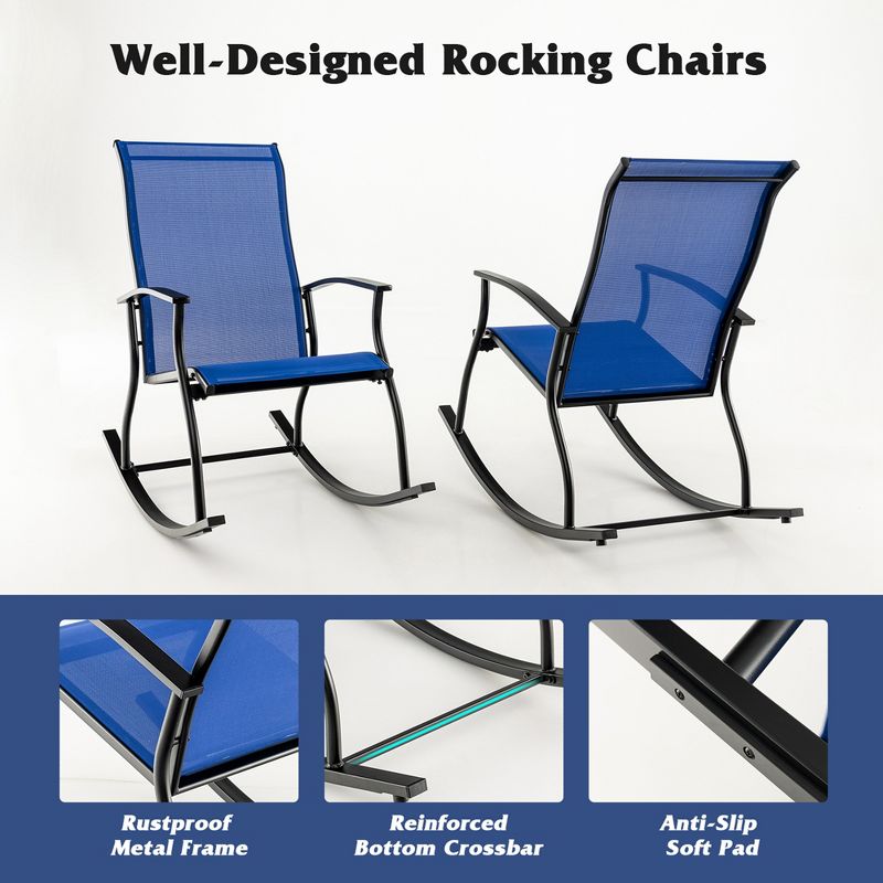 Costway 2/4 PCS Outdoor Rocking Chairs with Breathable Backrest Smooth Safe Rocking Design, 5 of 9