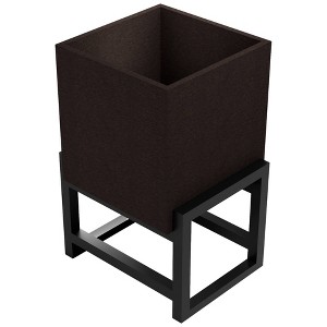 Vioscapes 2pc Square Coffee Husk and Recycled Plastic Planter Box with Stand - 1 of 4