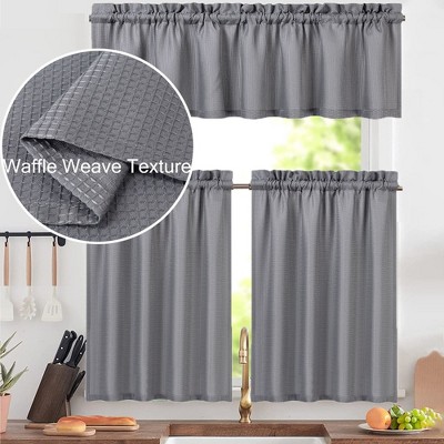 Waffle Weave Rod Pocket Short Kitchen Curtain