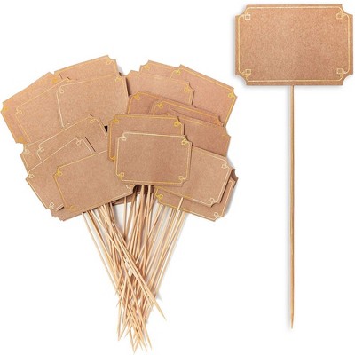 Blue Panda 50-Pack Bamboo Cocktail Sticks Food Picks, Kraft Paper Toothpicks, 9 in