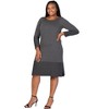 24seven Comfort Apparel Plus Size Ribbed Knit Long Sleeve Split Hem Sweater Dress - 2 of 3