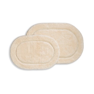Plush and Absorbent Non-Slip Cotton Oval 2-Piece Bath Rug Set by Blue Nile Mills