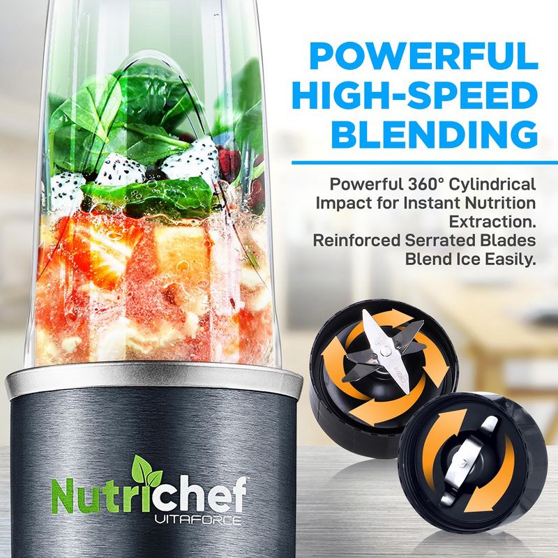 NutriChef Personal Electric Single Serve Blender 600W, Black, 4 of 10