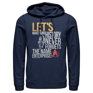 Men's Star Trek: The Next Generation Captain Picard History Never Forgets The Name Enterprise Pull Over Hoodie - 1 of 4