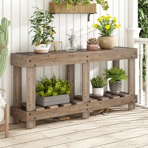 KTMBDW Console Table, Farmhouse Wood Sofa Table Behind Couch, Narrow Entryway Accent Table, Metal Rivet Decor for Living Room, Hallway - 1 of 4