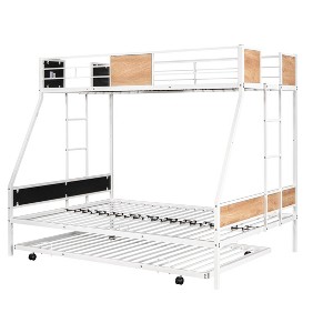 NicBex Twin Over Full Bunk Bed with Guardrail and Trundle,Metal Twin Loft Bed with 2 Side Built-In Ladders,Noise Reduced Bunk Beds for Bedroom - 1 of 4
