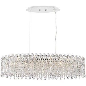 Possini Euro Design Alyssa Chrome Oval Island Chandelier 36 1/2" Wide Modern Crystal 11-Light LED Fixture for Dining Room House Foyer Kitchen Island - 1 of 4