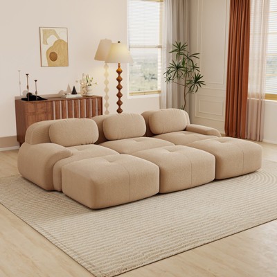 Aukfa Modular Corduroy Sectional Sofa with Ergonomic Support - Pet Friendly, Easy Assembly, Non-Slip Base Design